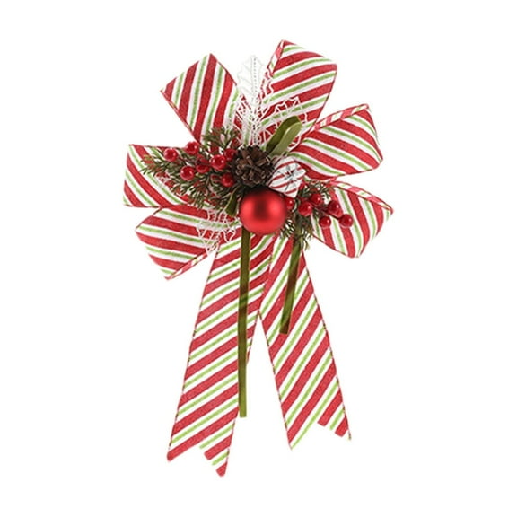 OAVQHLG3B Christmas Velvet Bow with Pine Cones Pine Needles Berries Xmas Dark Green Ribbon Bow Ornaments 13.7 x 15.7 Inch for Christmas Tree Wreath Garden Fireplace Crafts DIY Decor