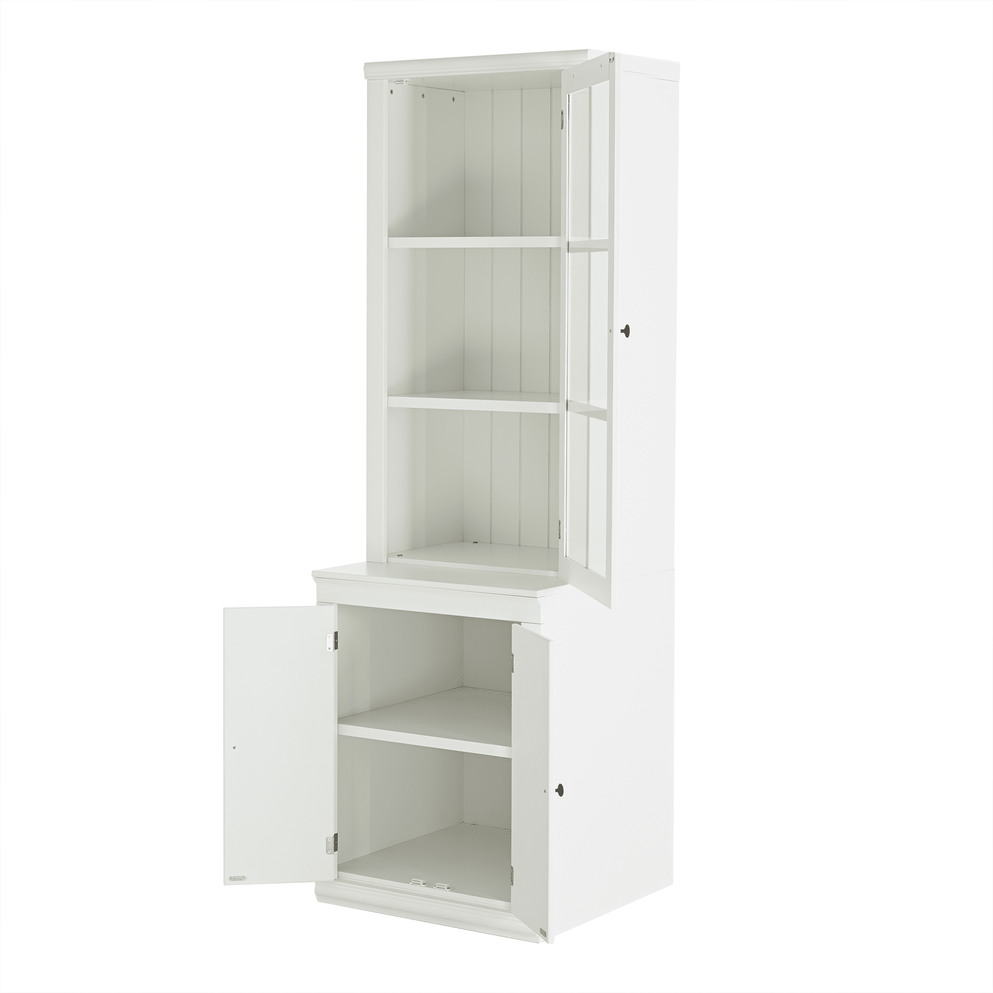 75" Tall Pantry Cabinet, Modern Kitchen Hutch with Glass Door, Adjustable Shelves, Countertop, Wood Buffet Cabinet, Cupboard for Living Room, Hallway