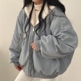 thumbnail image 2 of Abrigos gruesos, chaquetas de béisbol de invierno con capucha de gran tamaño para mujer, vestido de dos caras, ropa de nieve acolchada, esponjosa y vintage, informal y holgada, 2 of 4