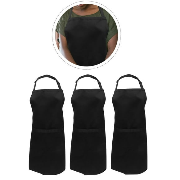 WRITWAA 3pcs Adjustable Hanging Neck Hairstylist Apron for Salon Black Polyester