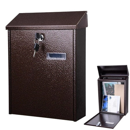 2 Door Post - Yescom Wall Mount Steel Mail Box Lockable Letterbox w/ Retrieval Door & 2 Keys Home Office Post Security Outdoor