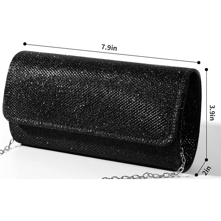 ZHUYING Evening Clutch Purse, Sparkling Glitter Black photo 5