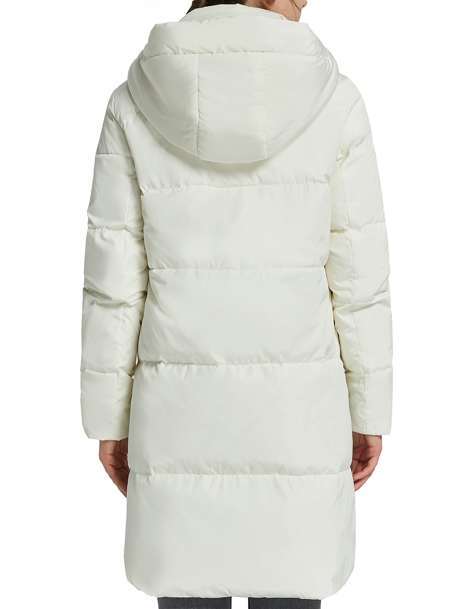Orolay Women's Quilted Down Jacket Winter Down Coat Parka Coat with Hood Mid Lrngth Down Parka White XS - image 2 of 5