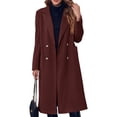 thumbnail image 2 of Fall Winter Women Solid Color Long Sleeve Double Breasted Casual Lapel Long Trench Coat, 2 of 7