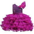 thumbnail image 3 of XEGLSBU Dresses for Girls 7-8 Girls Sequin off Shoulder Party Dress Tiered Short Tutu Skirt For Purple Size 5-6 Years, 3 of 6