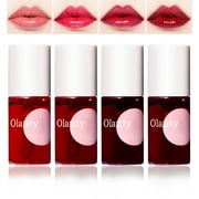 Firstfly 4 Colors Lip Gloss Tint Set,Smudge-Proof Mini Liquid Lipstick,Hydrating Moisturizing Lip Cheeks Eyes, Weightless Natural Korean Lip Stain, Long Lasting Non-Sticky Waterproof Lip Beauty Makeup