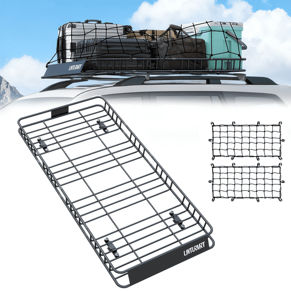 500LBS 84" Extension SUV Roof Rack Top Basket Car Top Luggage Carrier Adjustable