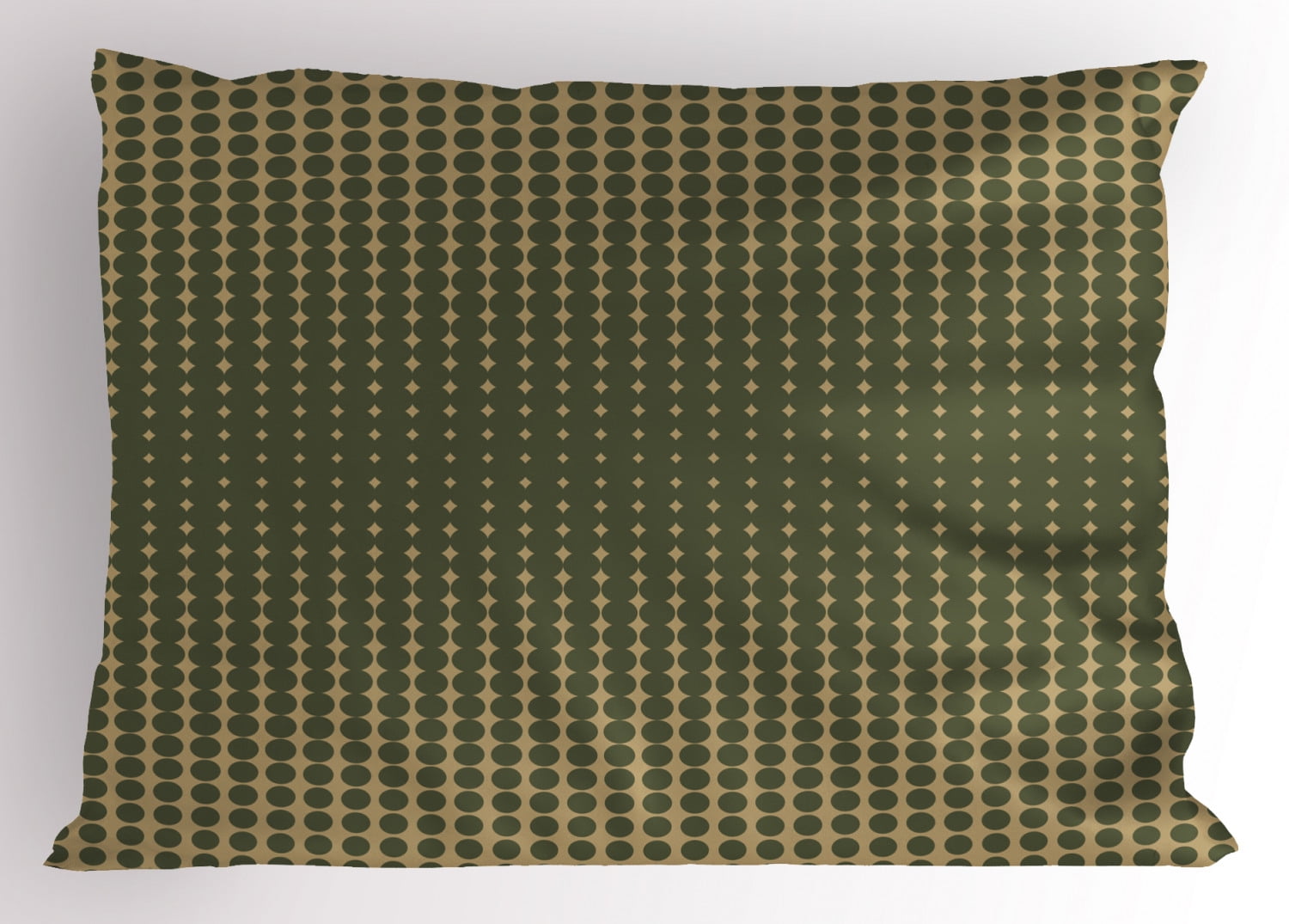 Olive Green Pillow Sham Abstract Dotted Halftone Design Vintage Inspirations Geometrical, Decorative Standard Size Printed Pillowcase, 26 X 20 Inches, Olive Green Pale Brown, by Ambesonne