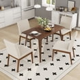 thumbnail image 6 of Harper & Bright Designs Modern Wood Dining Set for 4, 5 Pieces RectangularTable Set with 4 Upholstered Chairs for Dining Room Kitchen, Light beige,Walnut, 6 of 19