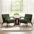 thumbnail image 3 of Renwick Corduroy Accent Armchair with Solid Wood Legs, Dark Green, 3 of 9
