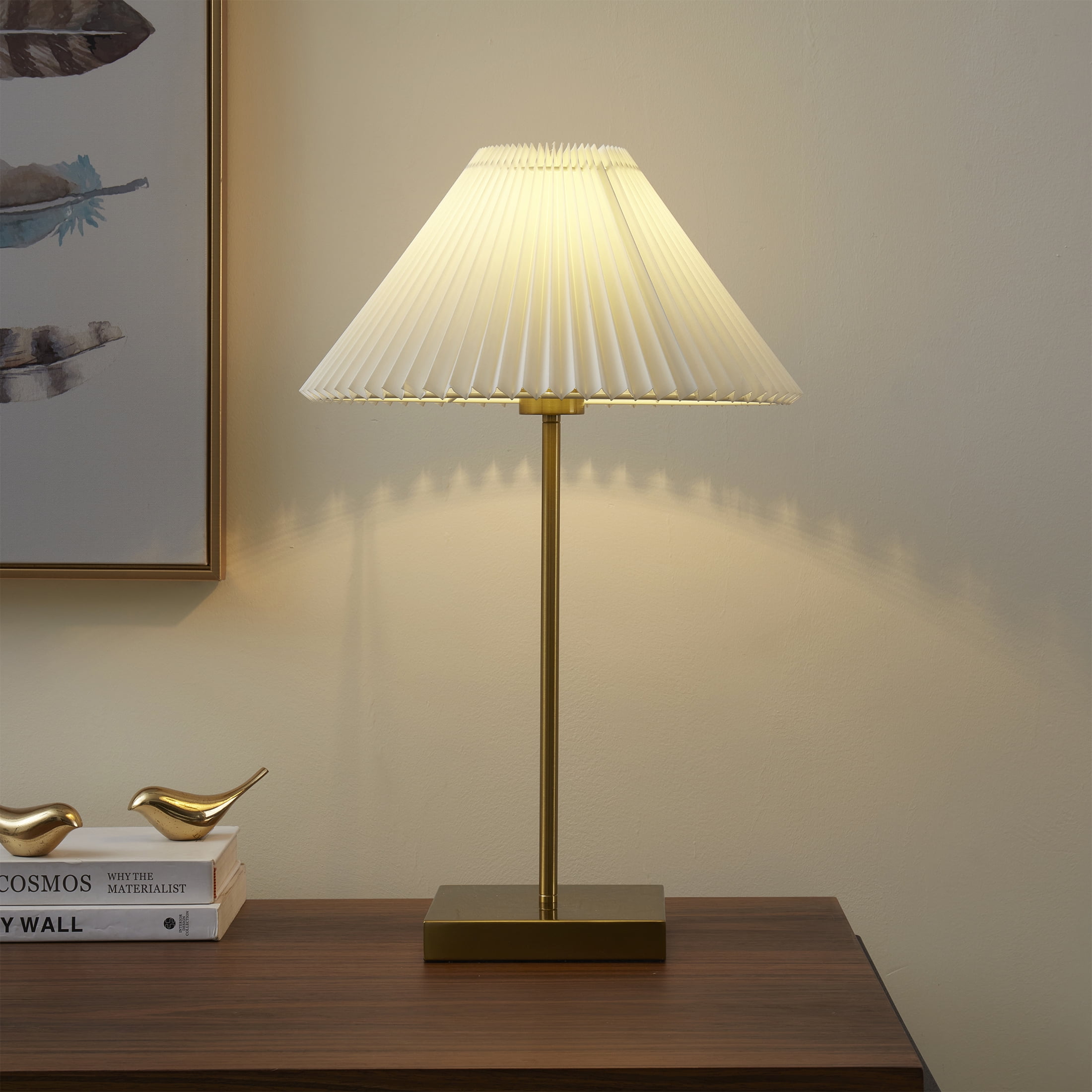 Better Homes & Gardens 21" Gold Brass Pleated Shade Table Lamp