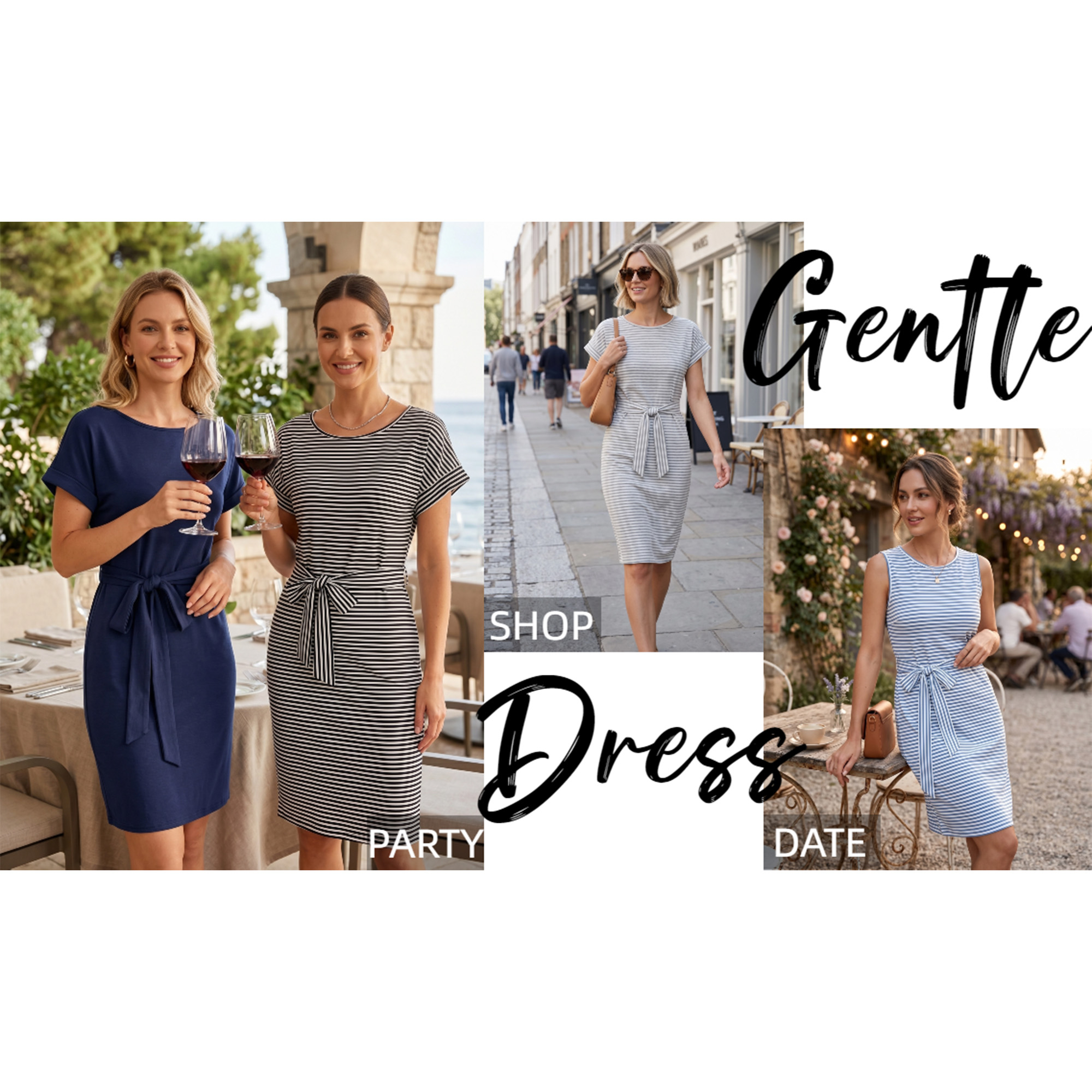 UVN Women's Striped Midi T-Shirt Dress with Pockets photo 6