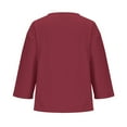 thumbnail image 5 of Viluyesy Women's 3/4 Sleeves T-Shirt V-Neck Shirt Tops Relaxed Cotton Loose Blouse Wine Size 4XL, 5 of 6