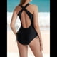 thumbnail image 4 of Traje de Baño de una Pieza con Cordones y Escote en V Profundo para Mujer Negro XL, 4 of 8