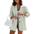 thumbnail image 3 of Chaqueta de oficina de trabajo sólida con botones de solapa y blazers extragrandes informales para mujer, 3 of 5
