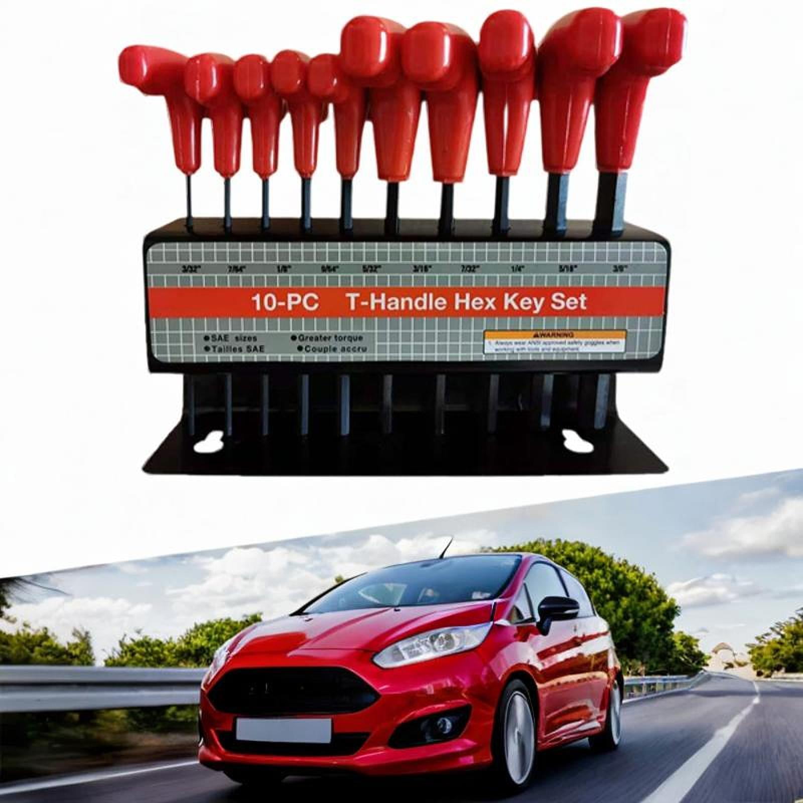 Colaxi 10x Generic T Handle Allen Wrench Set Hex Key Wrench Set Practical Professional Easy to Use Hexagon Spanner Set for Cars Inch