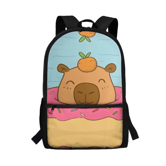 Uourmeti Capybara Bath Design Personalized Backpack for Travel School, Spacious Interior Travel Essential School Backpack Non Fade Student Bookbag