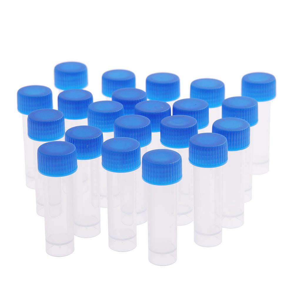 5pcs 10ml Plastic Test Tubes Screw Cap Self-Standing Cryo Vial Seal Cap Container