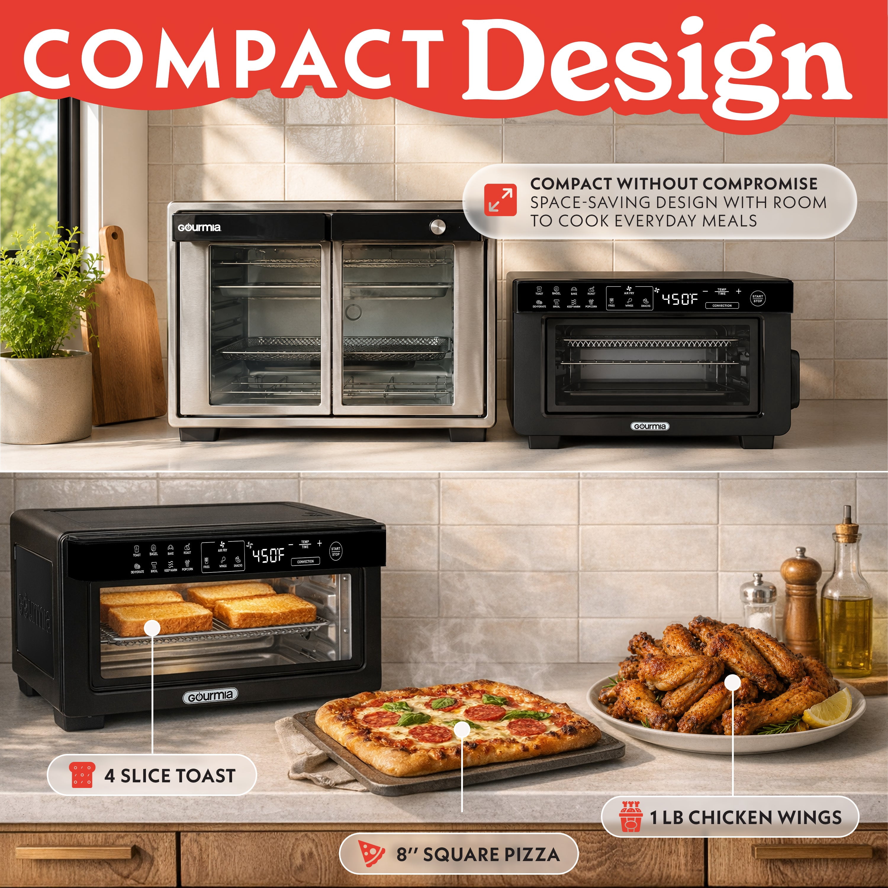 Gourmia 4-Slice Air Fryer Toaster Oven — Digital Countertop Oven