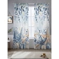 thumbnail image 2 of Marine Life Sheer Curtains 2 Panels Set Watercolor Blue Beige Starfish Shell Leaves Ombre Sheer Window Curtains Light Filtering Rod Pocket Voile Drapes for Bedroom Living Room 52"X108", 2 of 8