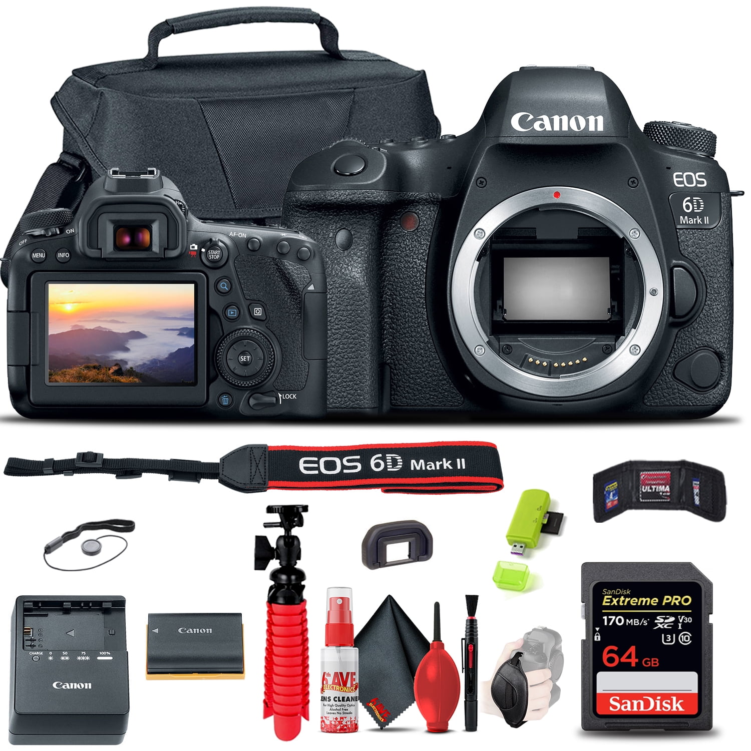 Canon EOS 6D Mark II DSLR Camera (1897C002) Travel Vlogger Bundle(International Model)