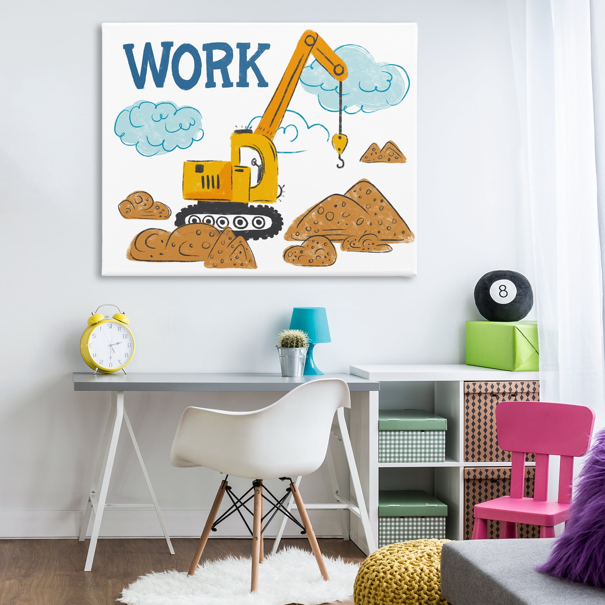 Stupell Industries Construction Work Bulldozer Transportation Painting Wrapped Canvas Art Print Wall Art, 48 x 36