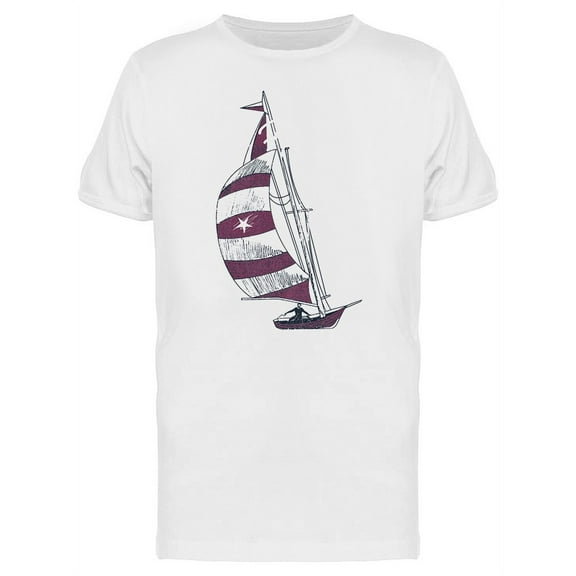 Red And White Sailboat T-Shirt Men -Image by Shutterstock, Male 4X-Large