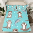 thumbnail image 2 of Manfei Cute Grey Otter 3pcs Twin Sheet Sets for Boys Girls,Polka Dots Twin Fitted Sheet,Kawaii Animal Breathable Flat Sheet,Lightweight Room Decor, 2 of 7