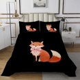 thumbnail image 1 of Erosebridal Kawaii Fox Coverlet Set King, Orange Bedding Set, Bowknot Room Decor 3-Piece, 1 of 5