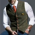 thumbnail image 1 of Men Lattice Turndown Single-breasted Slim Fit Vest Suit Business WaistcoatM, 1 of 3