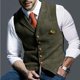 thumbnail image 1 of Men Lattice Turndown Single-breasted Slim Fit Vest Suit Business WaistcoatXL, 1 of 3