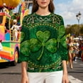 thumbnail image 4 of Craaazy Women's St Patricks Day T-Shirts Crewneck Shamrock Green Theme Tops Gifts, 4 of 8