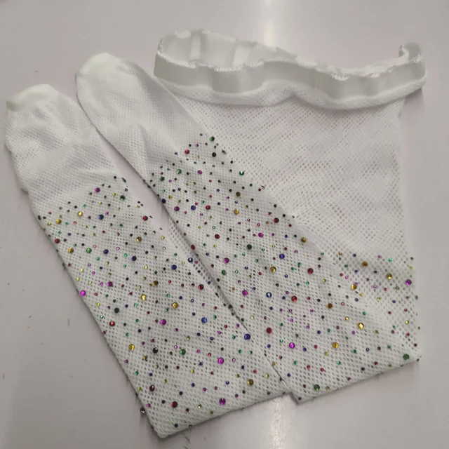 Collants en Strass Blanc Noir Enfants Fille Été Maille Bébé Enfants Filles Collants Mode Bas Résille Dentelle Creuse Chaussettes Blanches Colorées 3-6 Ans