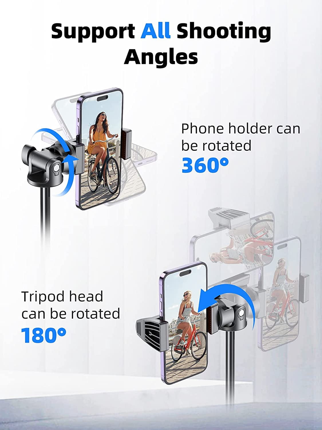 62" Phone Tripod & Selfie Stick, Extendable Photography Light Stand with Wireless Remote, Solidest, Portable, Lightweight, Compatible with iPhone/Android Phone