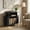 Black, variant on Jableast 35 in Fluted Record Player Stand with Storage, Mid Century Modern Audio Turntable Stand with Power Outlet, Vinyl Record Cabinet with Curved Sliding Door, for Living Room, Home Office, Walnut