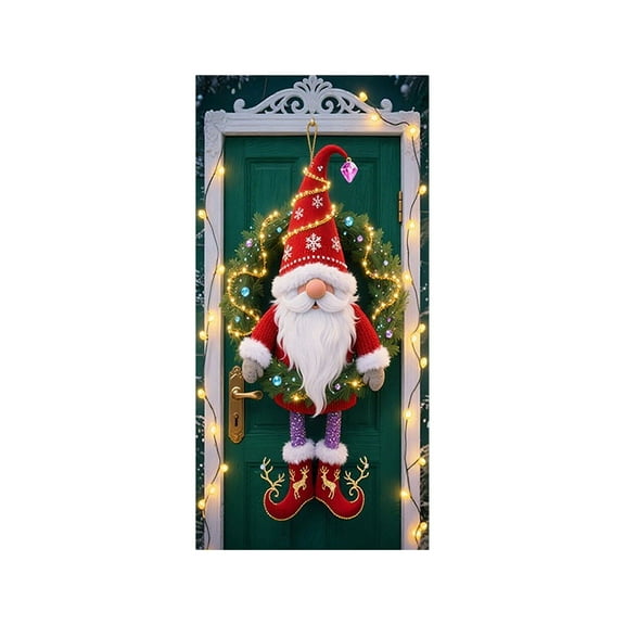 Costeam 35 X 72 Inch 3D Visual Christmas Santa Claus Door Cover Curtain, Holiday Door Decoration, Enhances Xmas Entryway Atmosphere, Suitable For Home Holiday Spaces