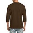 thumbnail image 4 of Fmbrln Men's 3/4 Sleeve Shirts Crew Neck Solid Color T Shirts Fall Casual Pullover Tops with Pocket Brown 2XL, 4 of 5