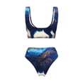 thumbnail image 2 of Honeii Moonlit Blue Wolf Print Women’s Bikini Set,Two Piece Swimsuit Bathing Suits,Stylish High Elasticity Swimwear for Beach and Pool, 2 of 7