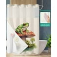 thumbnail image 2 of No Hook Shower Curtain with Snap in Liner, Frog Mushroom Watercolor Plant Leaves Linen Hotel Shower Curtains for Bathroom, Washable Shower Curtain Liner Set with Mesh Top Window, 48"x72", 2 of 6