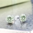 thumbnail image 2 of Gem Stone King 3.00 Ct Round Green Prasiolite 14K White Gold Stud Earrings for Women Men with Comfort Back, 2 of 3