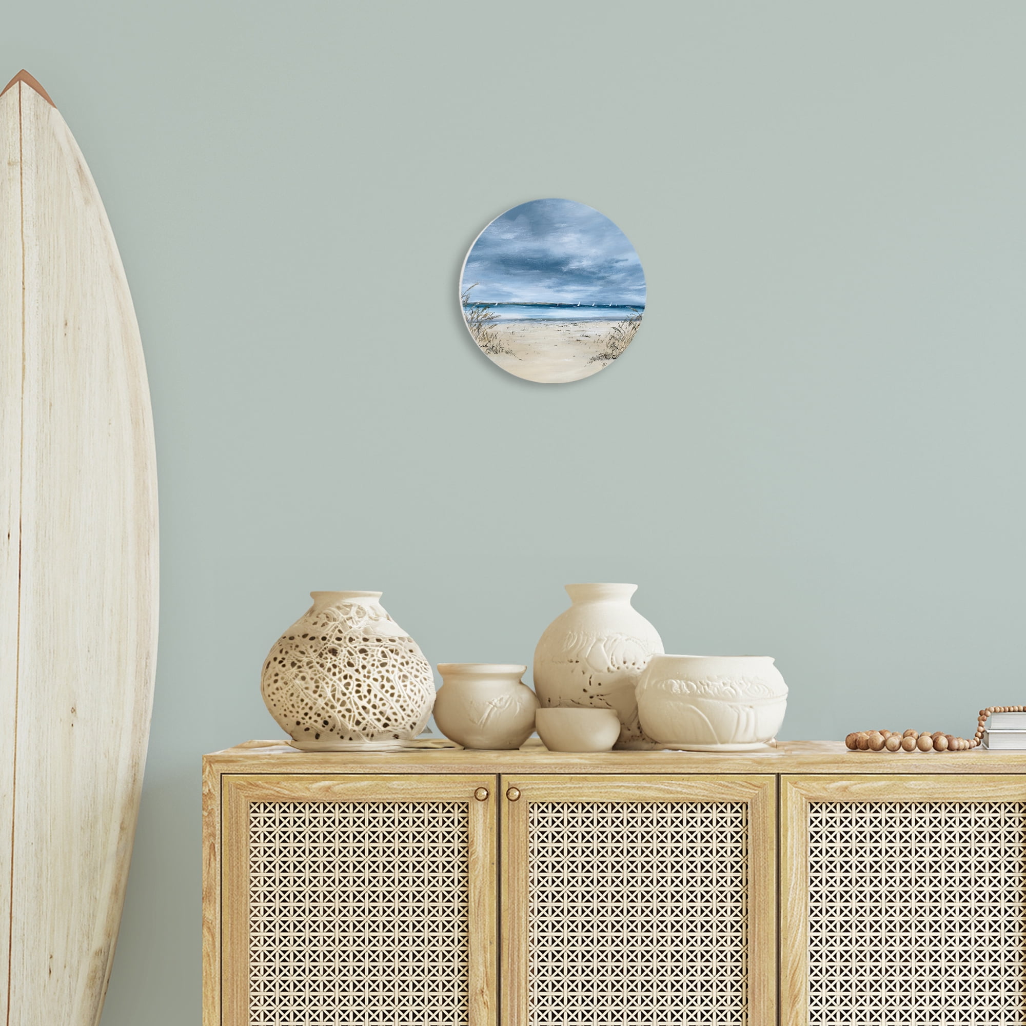 Stupell Industries Sailboats in Distance Shore Circular Wall Plaque, design by Georgie Harrison