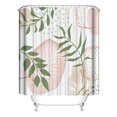 thumbnail image 1 of Juego de cortina de ducha con hojas: elegante diseño abstracto verde, acuarela tropical, decoración de baño moderna con ganchos, tela lavable, 1 of 5