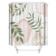thumbnail image 1 of Juego de cortina de ducha con hojas: elegante diseño abstracto verde, acuarela tropical, decoración de baño moderna con ganchos, tela lavable, 1 of 5