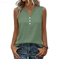 thumbnail image 2 of Fabrcox Women Summer Tank Tops Sleeveless Button Fitted V Neck Tank Tops for Women Wide Strap Breathable Fitness Basic Undershirt for Women Green XL, 2 of 5