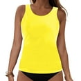 thumbnail image 3 of GEWSEY Tankini Tops for Women High Neck Swim Top Tummy Control Bathing Suit Top Modest Swim Tank Top No Bottom (Yellow, L), 3 of 9