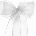 thumbnail image 1 of Zhuge Paquete de 25 fajas de organza para sillas de banquete, lazos para decoración de bodas, fiestas, blanco, rosa, morado, dorado y rojo (paquete de 25, plateado), 1 of 5