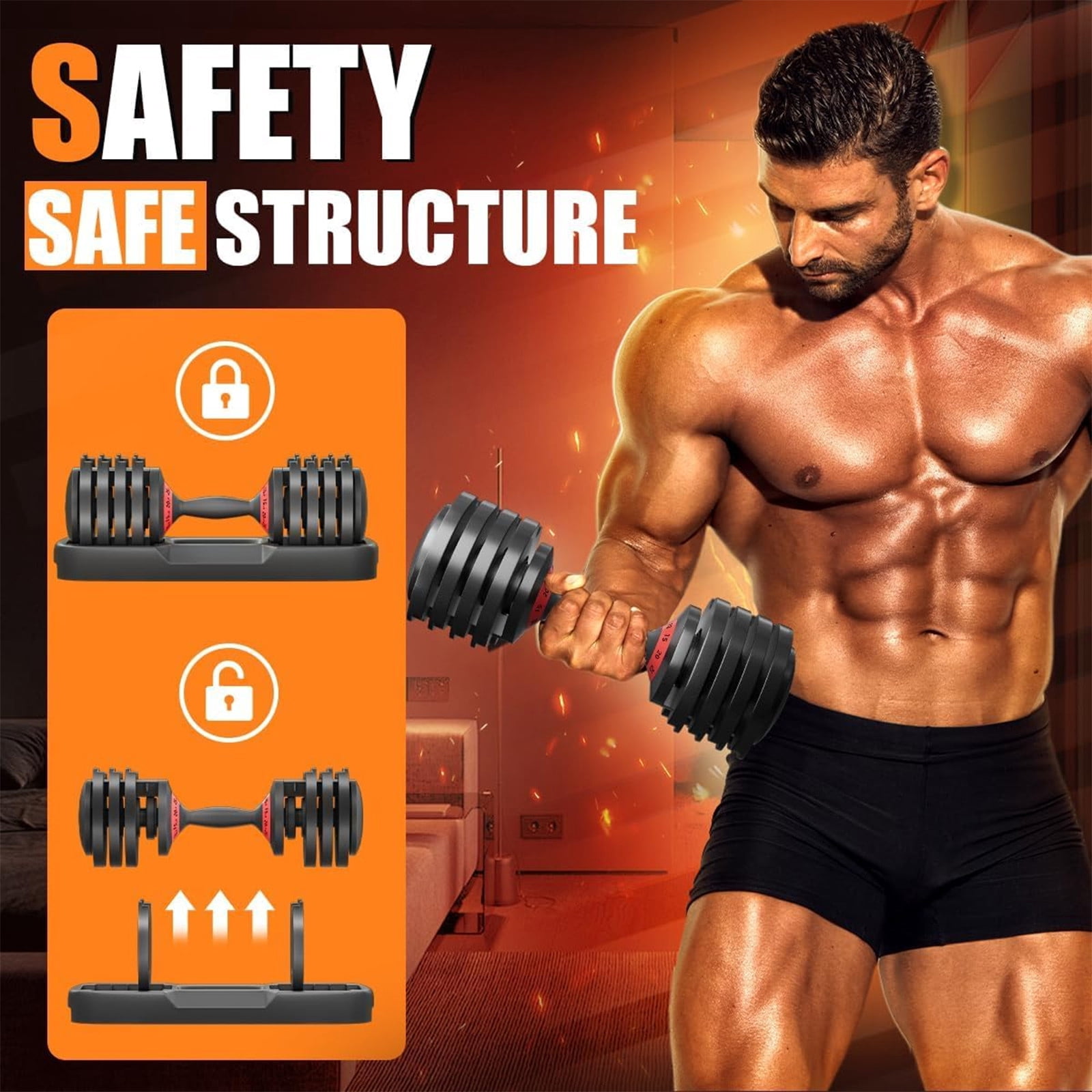 LWVITH 5 in 1 Adjustable Dumbbells Set, 5-25LB 5Levels 1 Hand Adjustable Weights Dumbbells Set with Rack, Dumbbell with Anti-Slip Texture Handle for Home Gym Suit both Men and Women,
