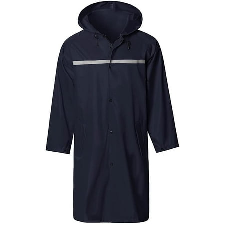 Men‘s Long Hooded Safety Rain Jacket Waterproof Emergency Raincoat ...
