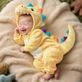 thumbnail image 2 of Zylarhe Baby Dinosaur Halloween Outfits Cute Hooded Onesie Toddler Yellow 3-6 Months, 2 of 9