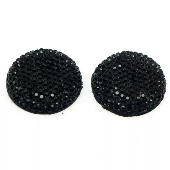 U8MO 20 Black Round Flatback Resin Dotted Rhinestone Cabochon Gem 20mm(3/4") No Hole